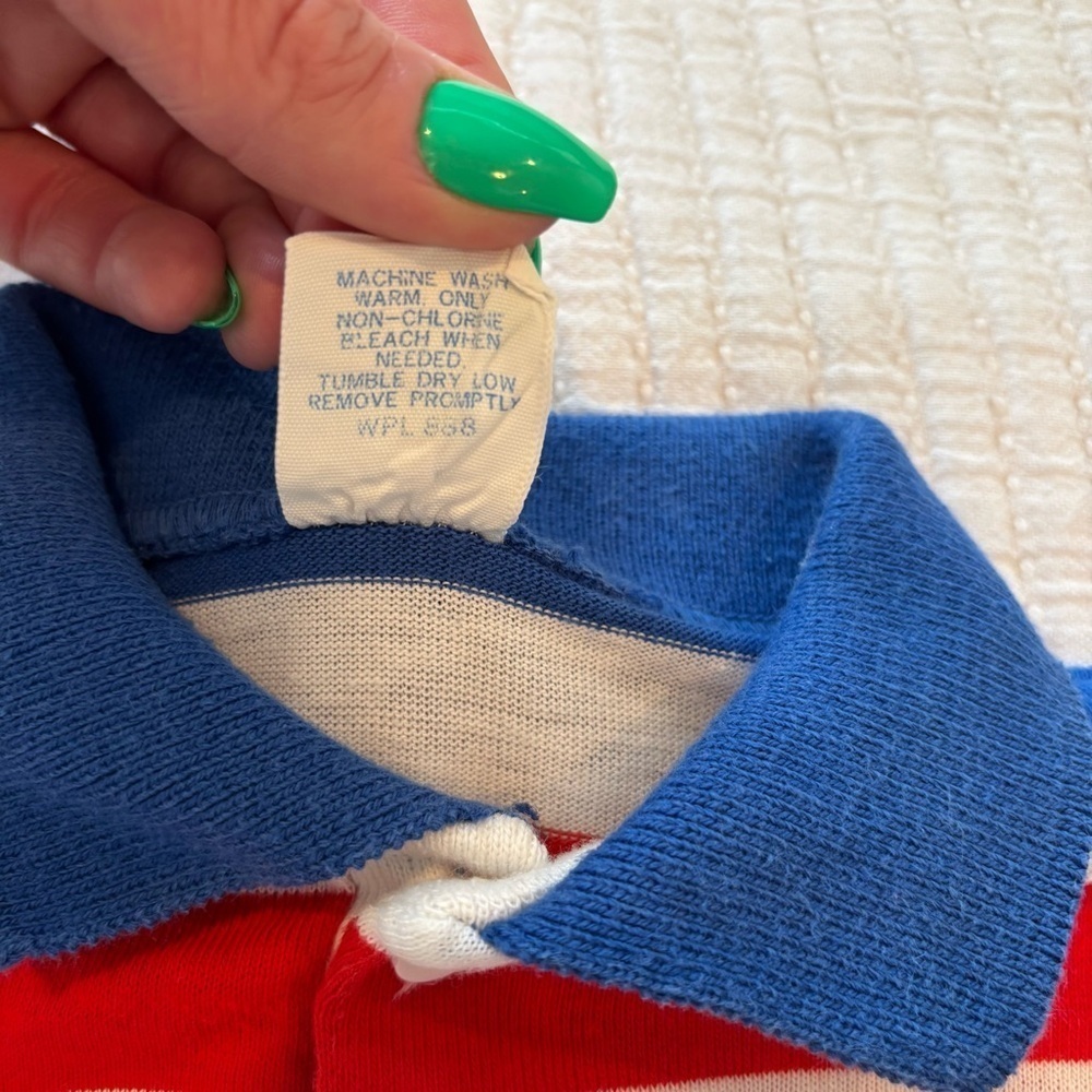 Knitite Vintage 80's Boys Wide Striped Short Sleeve Polo Shirt Size 2 Made U.S.A - Picture 7 of 9